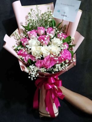 Peaceful Rose White and Dark Pink