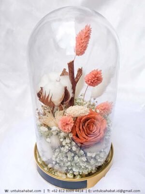 Medium Salmon Pink Dried Flower Dome